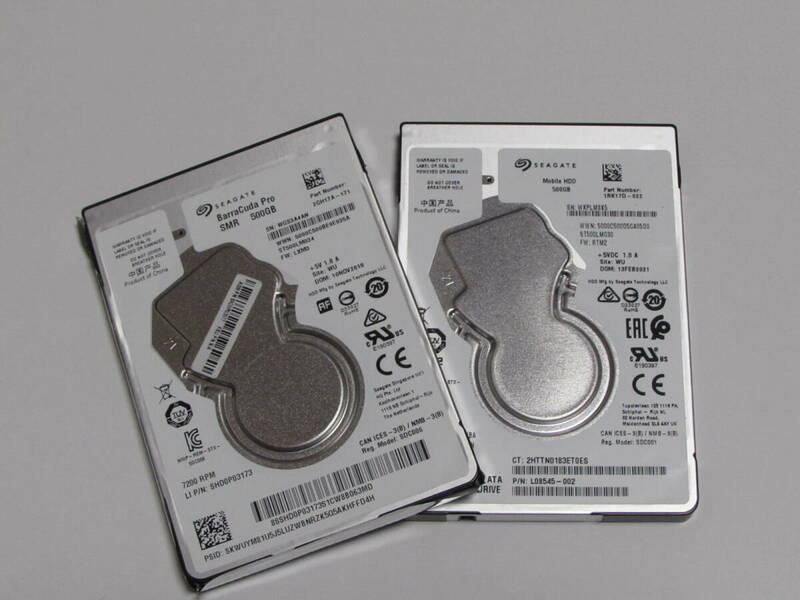 送料185円 HDD SATA 2.5インチ 500GB 2個セット SEAGATE ST500LM0342GH17A ST500LM0301RK17D 正常 7mm 薄型 ジャンク