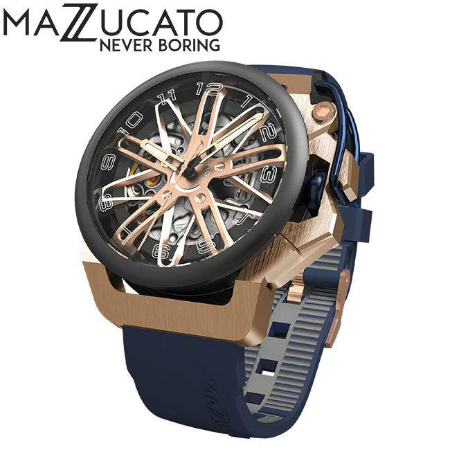 ◆定価18万 美品 MAZZUCATO マッツカート RIM リム 自動巻き クロノグラフ 腕時計 48mm リバーシブル RIM02-BLCG6 ブラック ネイビー