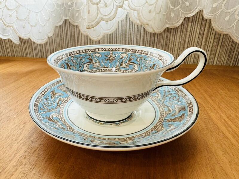 WEDGWOOD ウェッジウッド FLORENTINE フロレンティーン ターコイズ ティーカップ ピオニー カップ&ソーサー C/S C&S 1客 