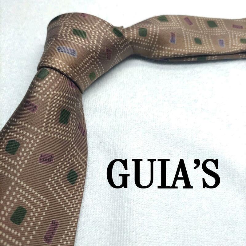 GUIA'S ブラウン 小紋柄 イタリア製 シルク 中古 美品