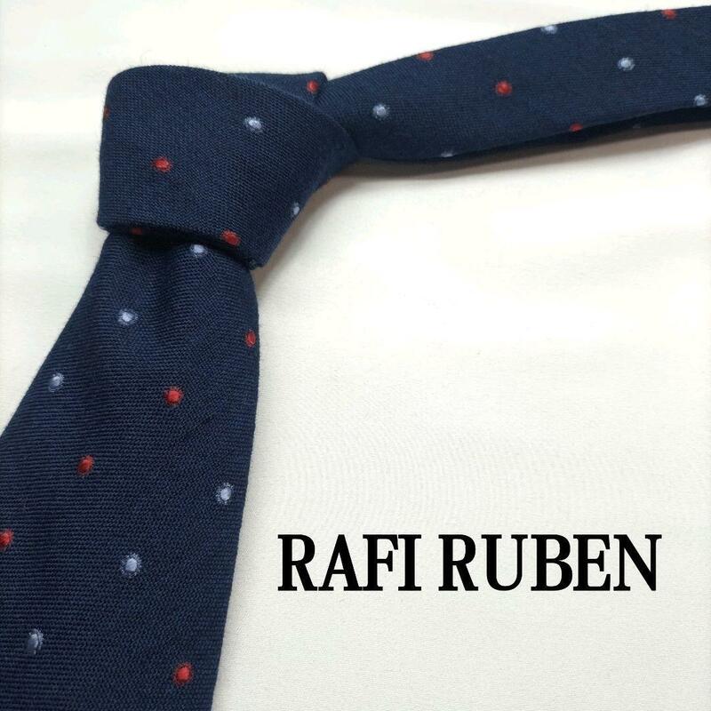 RAFI RUBEN ネイビー 濃紺 ドット柄 イタリア製 ネクタイ