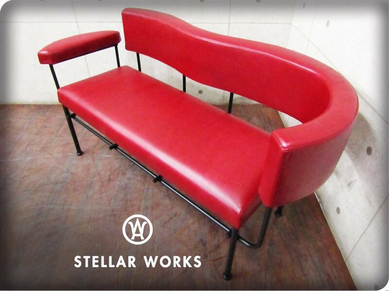 ■新品/未使用品/STELLAR WORKS/高級/FLYMEe/Cotton Club Lounge Chair Two Seater(1988)/Carlo Forcolini/牛革/レッド/442,200円/ft8562m