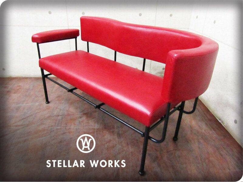 ■新品/未使用品/STELLAR WORKS/高級/FLYMEe/Cotton Club Lounge Chair Two Seater(1988)/Carlo Forcolini/牛革/レッド/442,200円/ft8561m