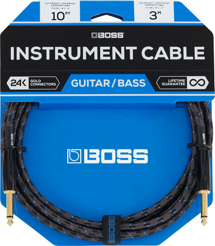 ♪♪新品 BOSS ボス Guitar Bass INSTRUMENT CABLE 3m BIC-10 24K 送料無料♪♪