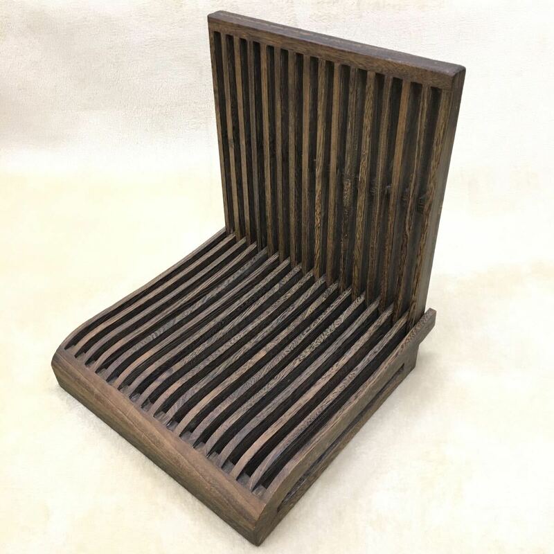 ① 木製座椅子 折りたたみ 軽量桐材 格子 和座敷 昭和レトロ