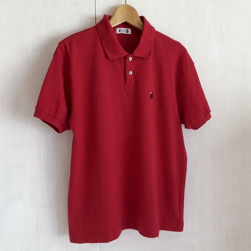 イッセイミヤケ メンズ ポロシャツ 刺繍ロゴ I.S. 赤 レッド 半袖