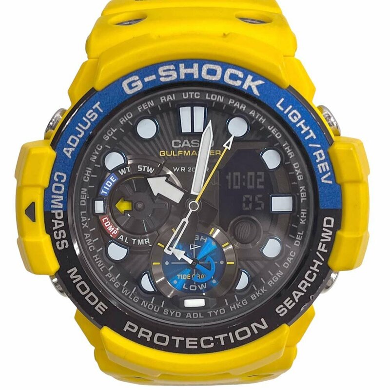 24-665 【良品/電池交換済み】 カシオ GN-1000-9AJF G-SHOCK ガルフマスター クオーツ式 電池式 腕時計 イエロー 黄色系 メンズ 男性用
