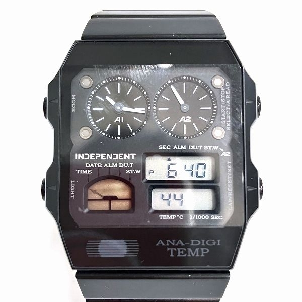 シチズン インディペンデント 8989-003431 クォーツ ブラック アナデジテンプ 時計 腕時計 メンズ☆0102