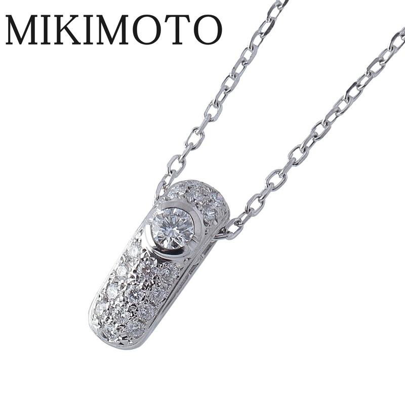 ミキモト ダイヤ ネックレス 0.24ct 42cm K18WG 新品仕上げ済 MIKIMOTO【15915】