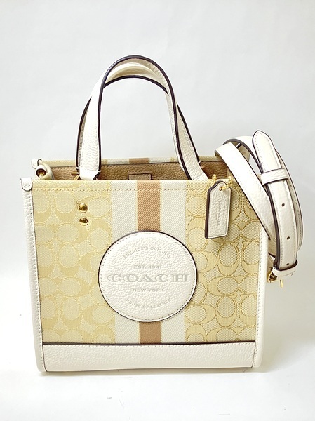 【★即決★】≪美品≫ COACH コーチ シグネチャー ジャカード デンプシー トート ベージュ 2WAYバッグ C8417