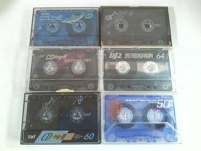 6本セット★ＴＤＫ　ハイポジション　カセットテープ 　CDing2、DJ2、DEAM2◆爪あり　中古