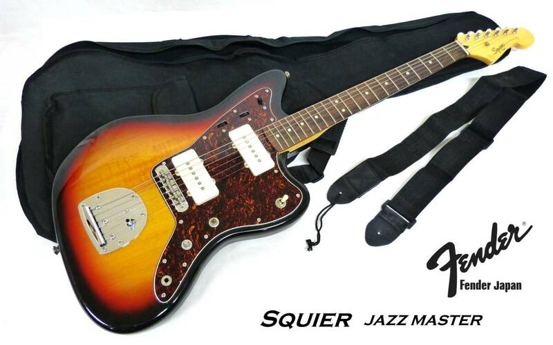 【良品】フェンダー Fender　ジャズマスター スクワイヤー JAZZ MASTER　Squier　エレキギター　◎ソフトカバー・肩ベルト付