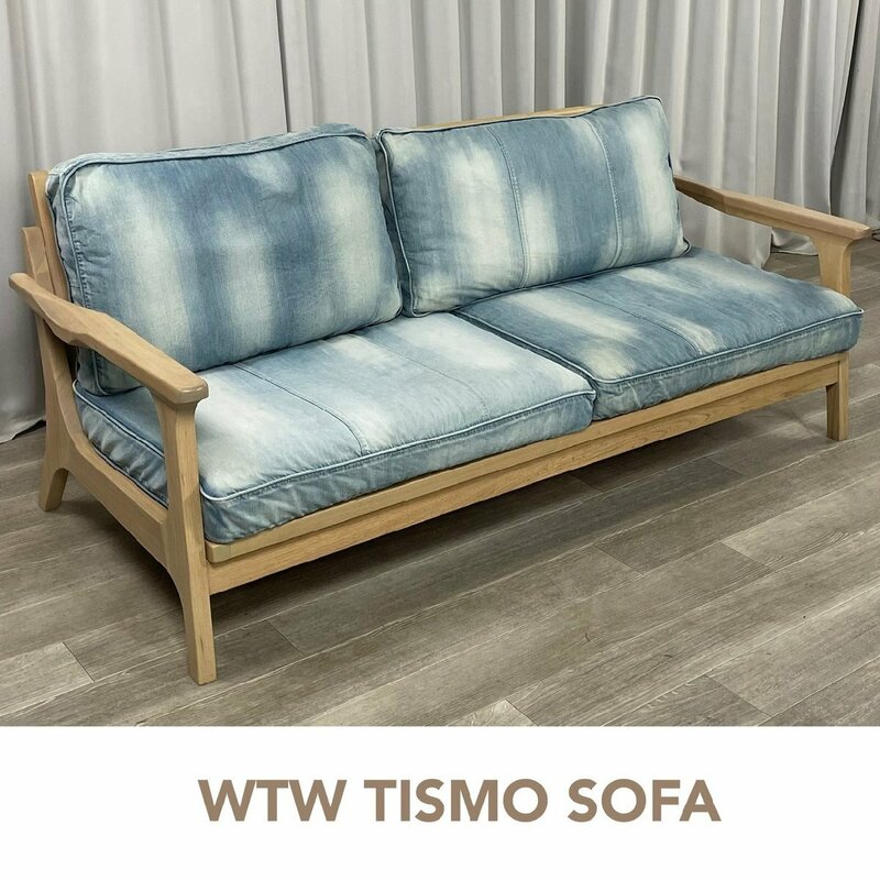 GY37 WTW ダブルティー TISMO SOFA ティズモ オーク材 ２シーターソファ / デニム ワイド2P 2人掛けソファ ラブソファ / 神奈川県秦野市