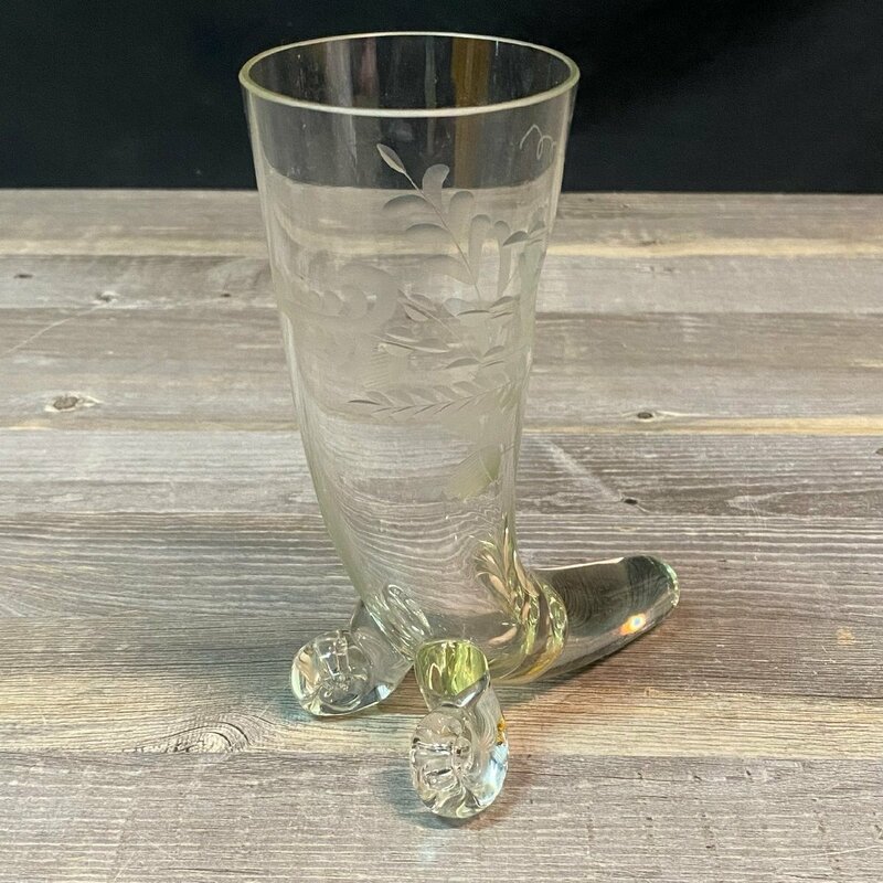 9135 角笛型 グラヴィールグラス ビールワインタンブラー グラス