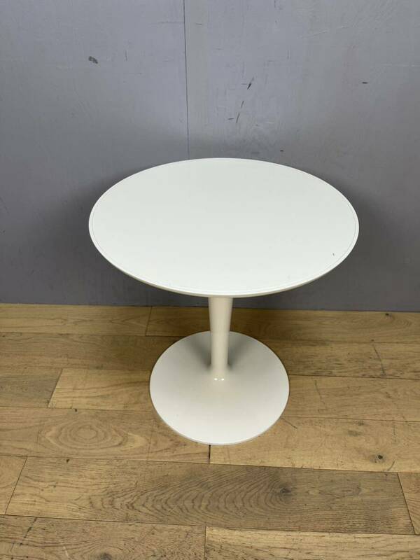 [318]　サイドテーブル　チューリップ脚　ホワイト　プラスチック製　軽量　Φ485×H505