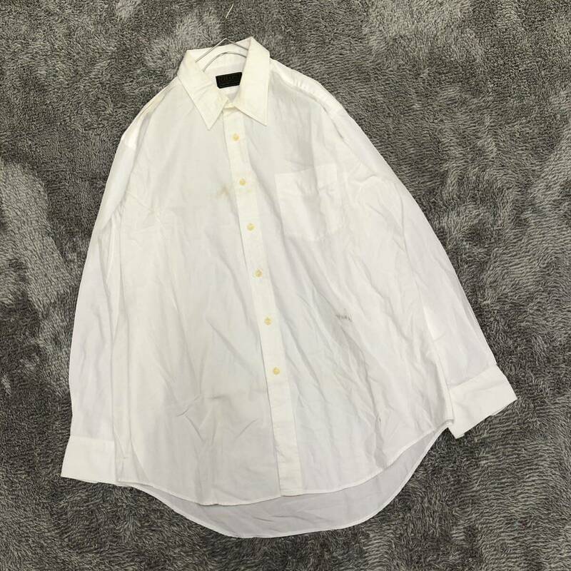 CHAPS Ralph Lauren チャップスラルフローレン ドレスシャツ 長袖シャツ サイズM相当 ホワイト 白 無地 メンズ トップス 最落なし （W17）