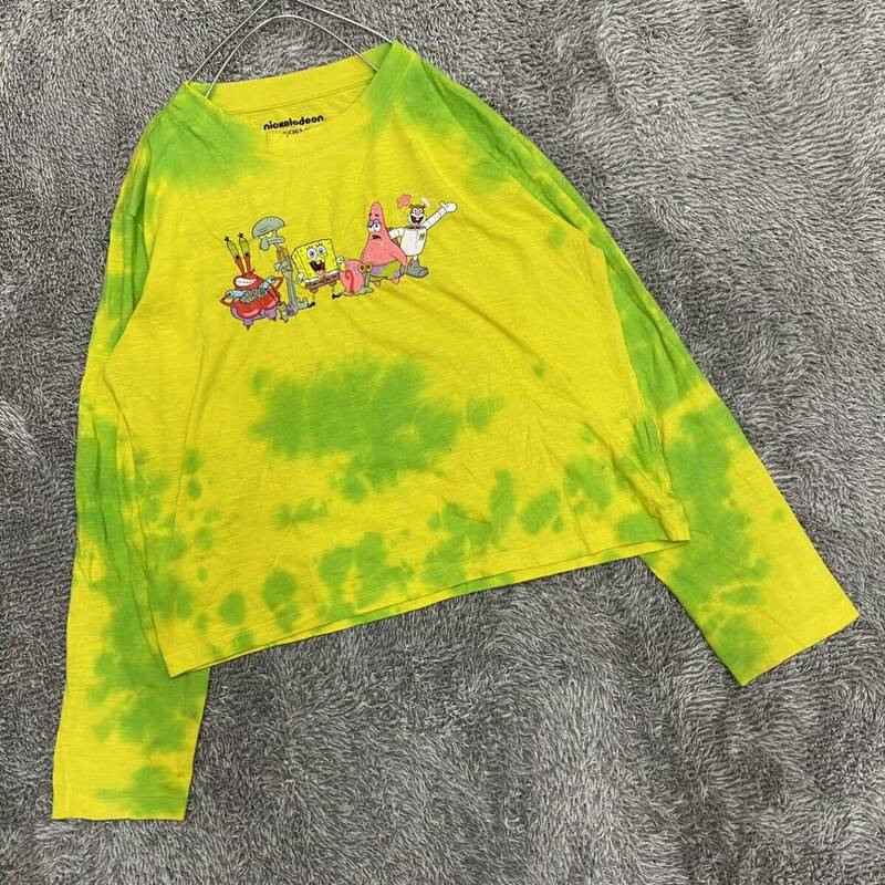 nickelodeon ニコロデオン 長袖Tシャツ 長袖カットソー ロンT サイズS イエロー 黄色 キッズ 子供服 トップス 最落なし （Y17）