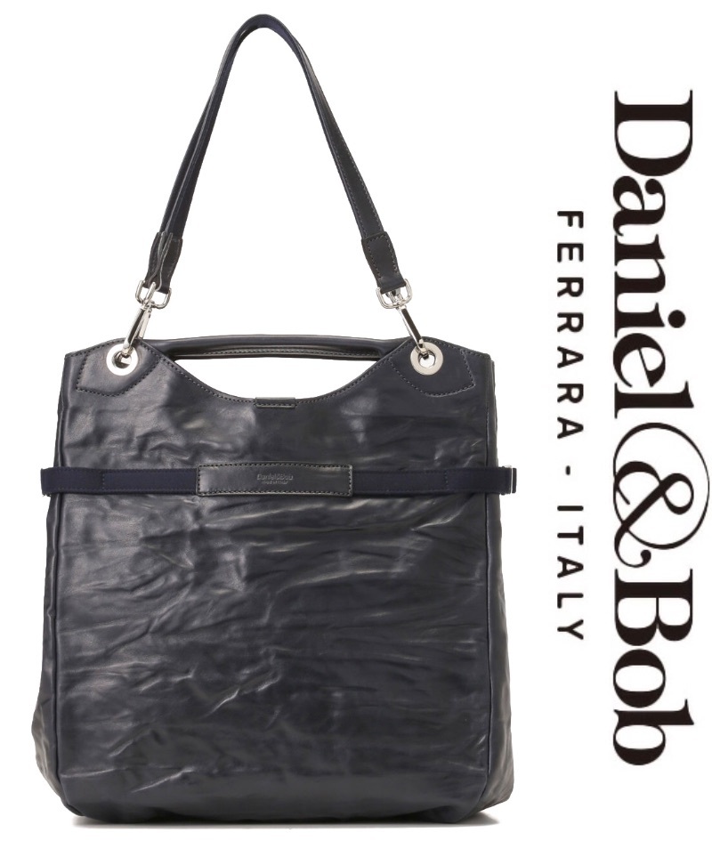 新品101,200円★Daniel&Bob ダニエル&ボブ★牛革レザー 本革★イタリア製 CULODORO-37 U500.37★ネイビービジネスバッグ 2way トートバッグ