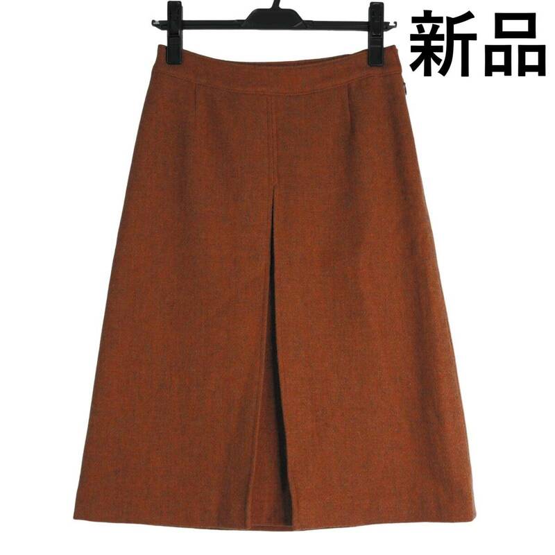 ◆新品 タグ付き◆ PLUCK PARIS ウール ツイード スカート ブラウン 茶 レディース 2 M ◆日本製 レナウン レトロ 古着◆ 0304C0