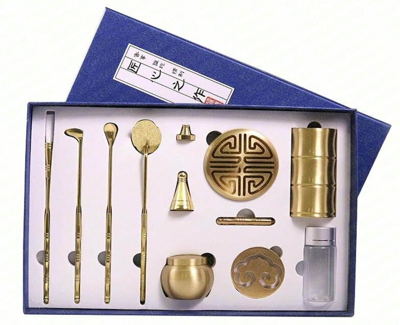 新入荷☆瞑想用の真鍮のお香作りキット11点セット 香道具 火道具 真鍮製 卓上 DIY