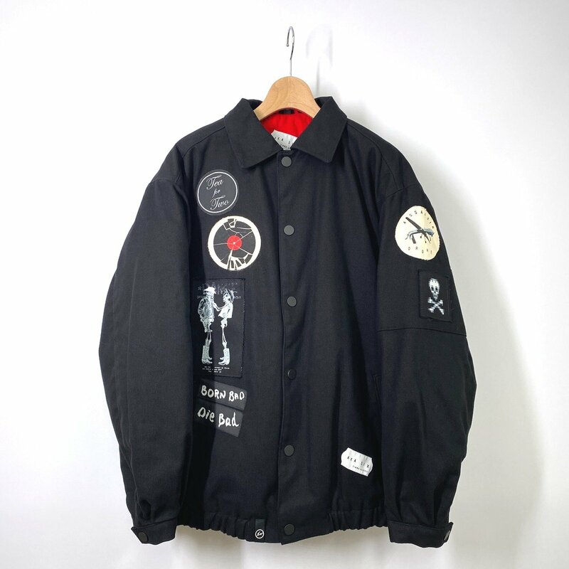 【美品】AKA SIX × Fragment ワッペン付き ジャケット 裏コーデュロイ M ブラック 黒 エーケーエーシックス フラグメント 