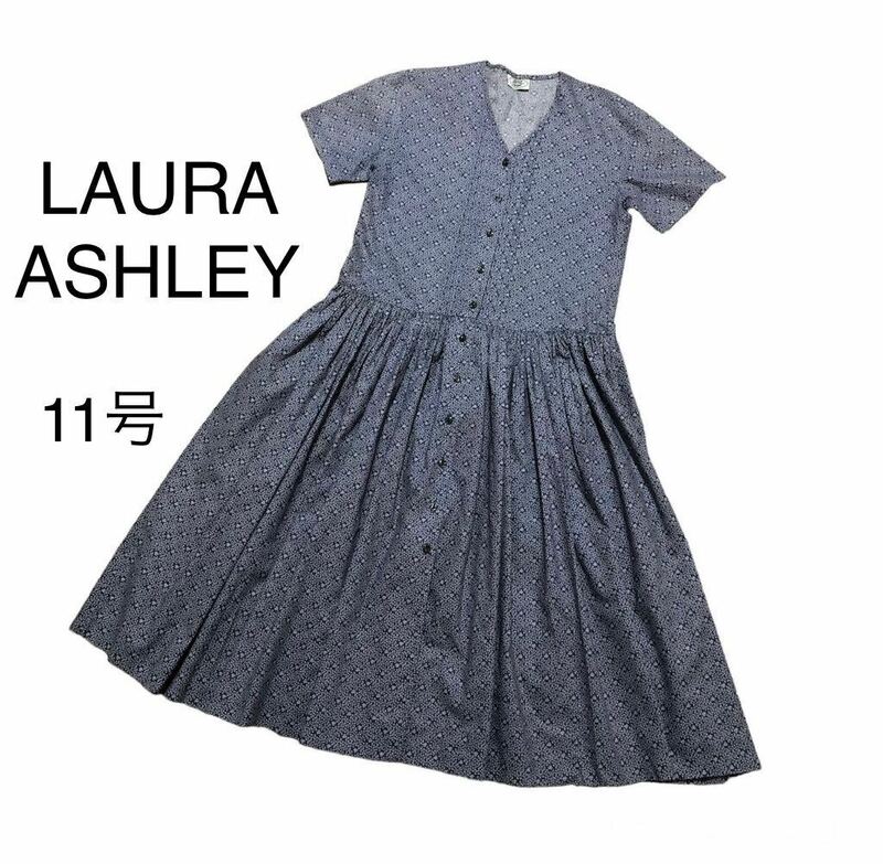 LAURA ASHLEY ローラアシュレイ　半袖　花柄　ワンピース　11号