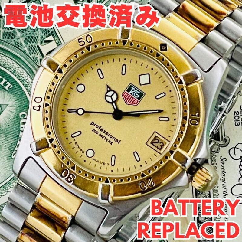 腕時計メンズ電池交換済みタグホイヤーTAG Heuerクォーツ964.013-22000プロフェッショナル200m稼働ヴィンテージ35mmアンティークU761