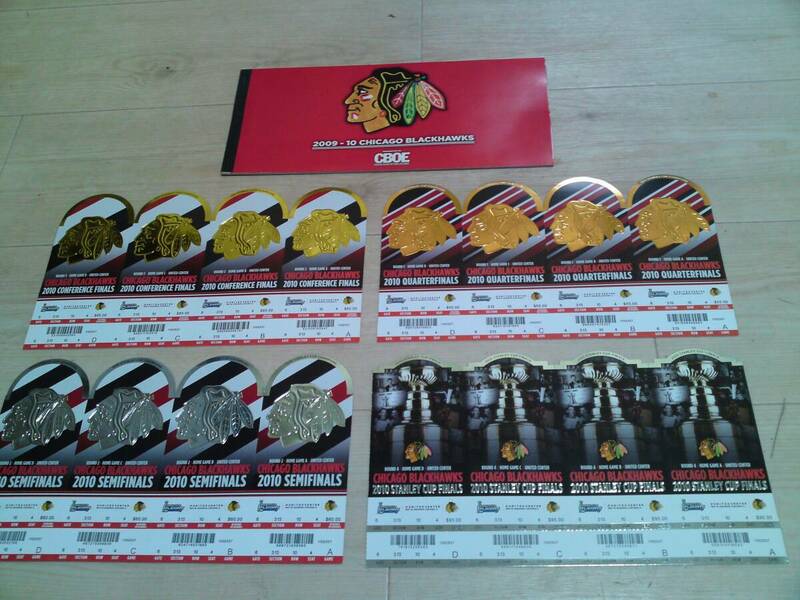 NHL Chicago Blackhawks season tickets booklet / Stanley Cup playoff tickets / Newspapers / Stanley cup program 