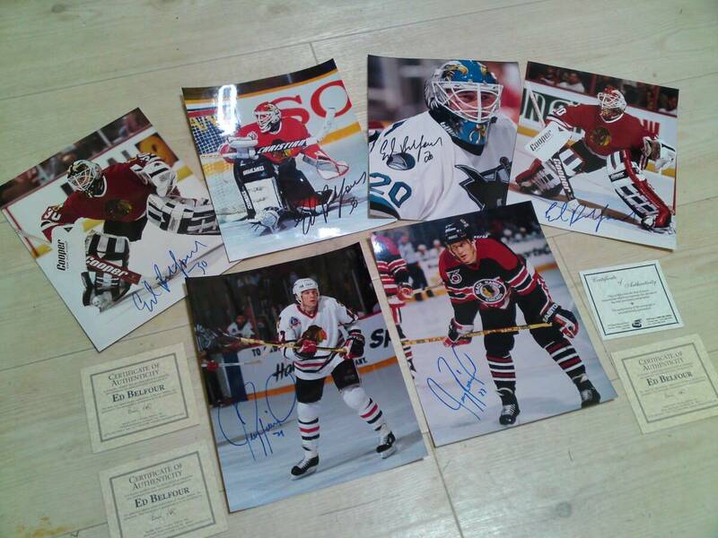 NHL Chicago Blackhawks ED Belfour / Jeremy Roenick 8x10 autographed 6photo