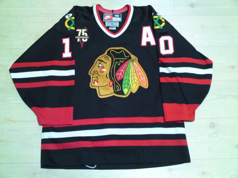NHL Chicago Blackhawks #10 Tony Amonte nike Authentic Jersey with 75th patch and 4 autographs