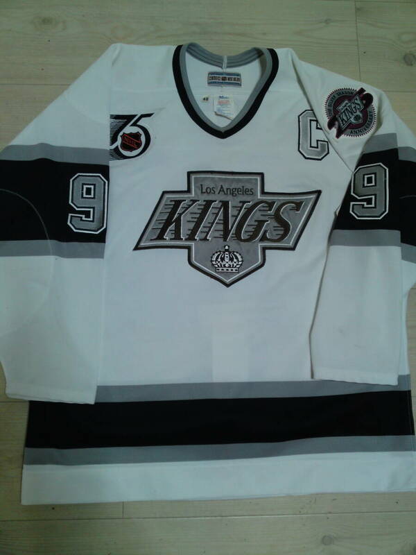 NHL Los Angeles Kings #99 Wayne Gretzky CCM Authentic home jersey with NHL75th Kings25th patches