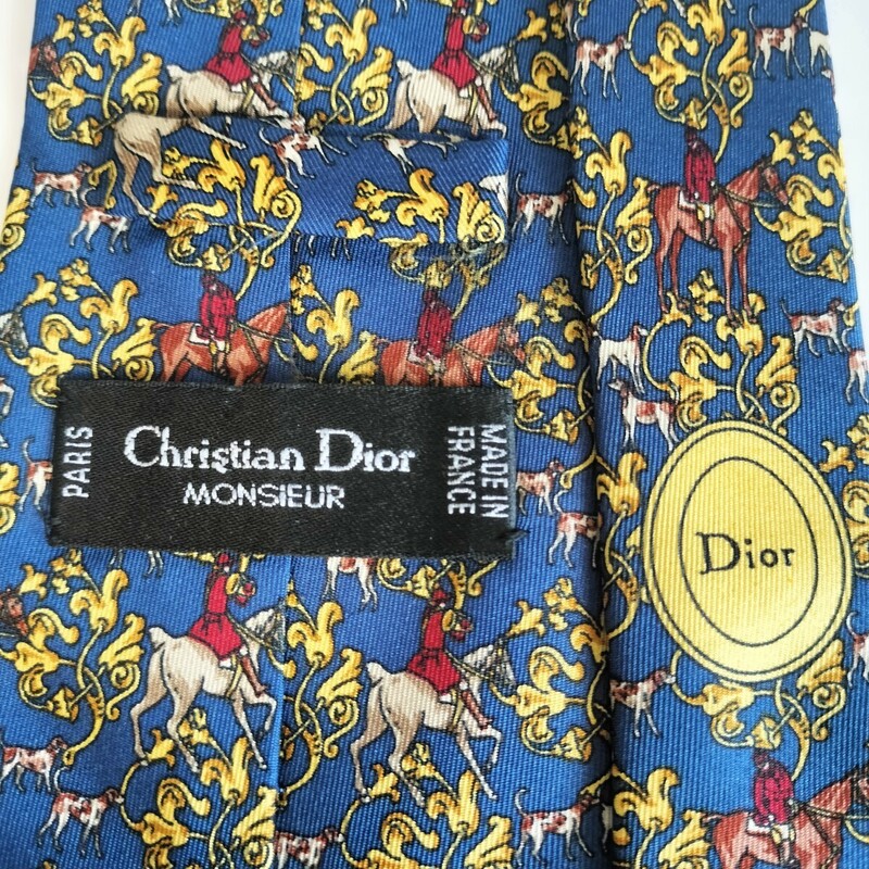 Christian Dior(クリスチャンディオール)青馬乗り犬ネクタイ