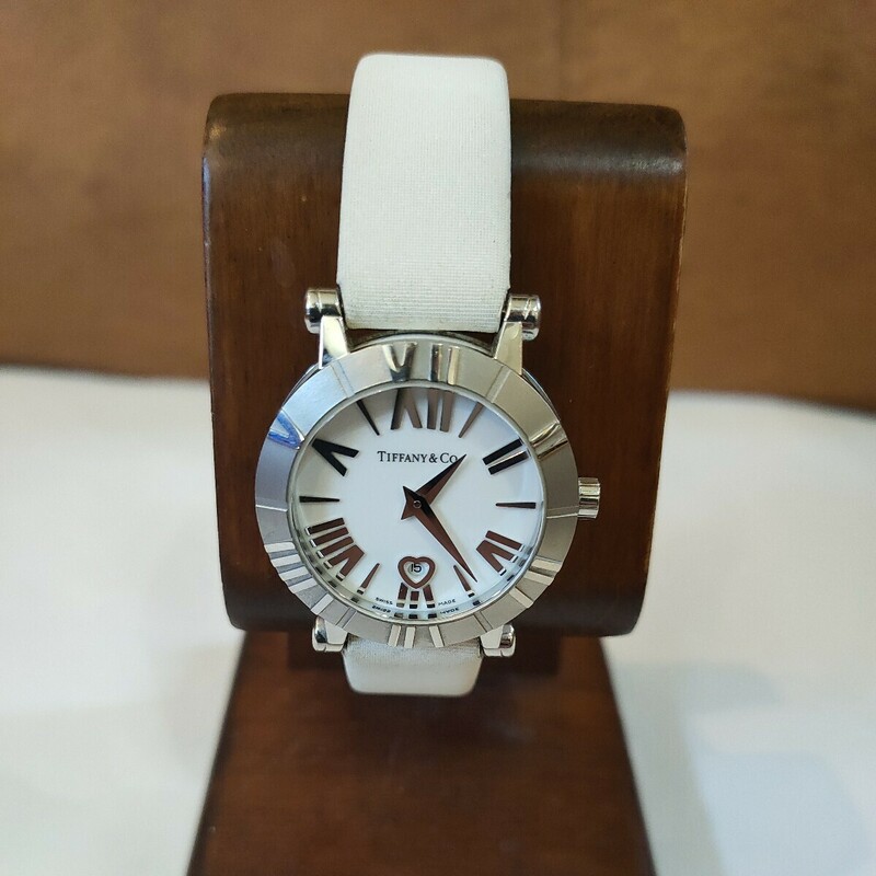良品 クォーツ 品 白文字盤 人気 ティファニー アトラス ハート QZ 腕時計 Tiffany＆Co レディース テスターOK