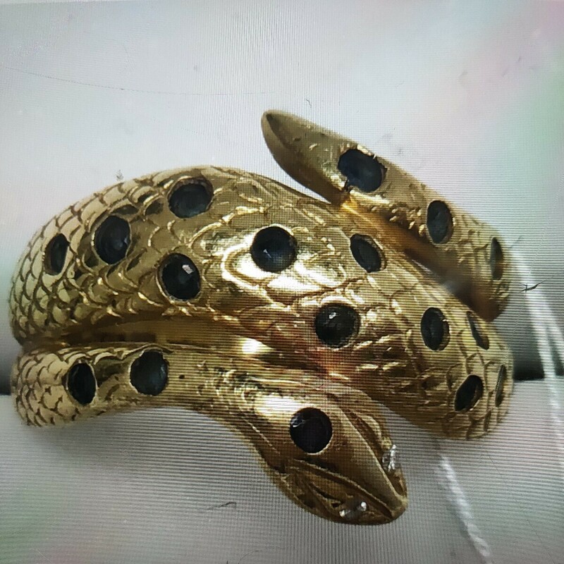 K18 スネーク モチーフ デザイン リング 指輪 ダイヤ アイ 蛇