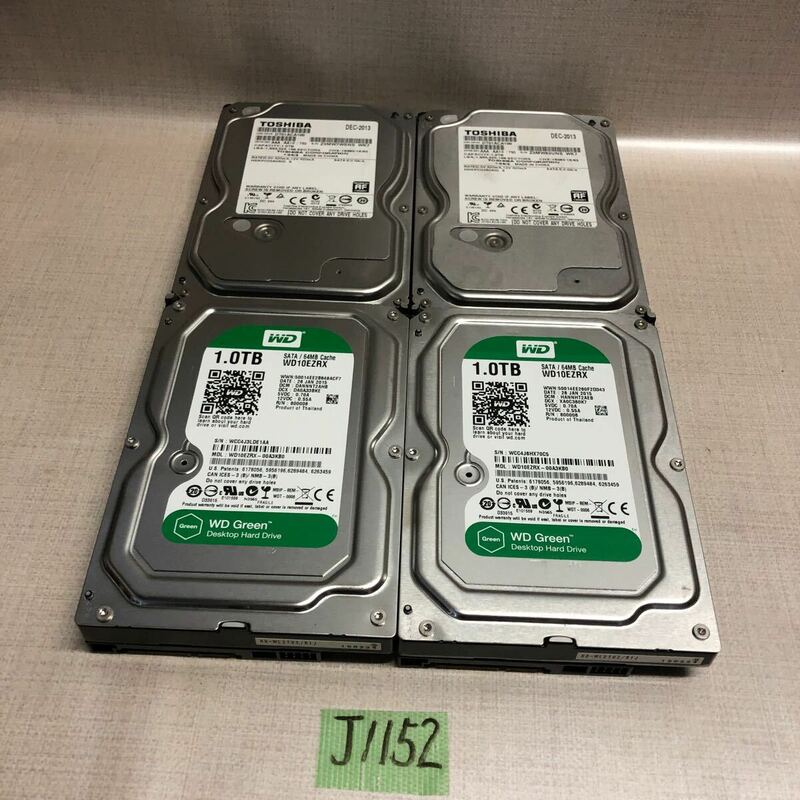 （J1152）TOSHIBA DT01ACA100 DEC-2013/WD Green 1.0TB WD10EZRX 計4点　送料520円