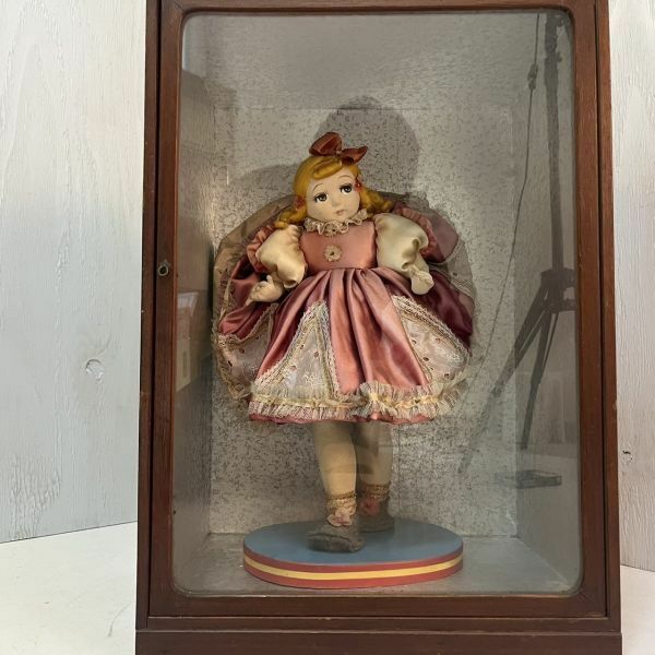 ・昭和レトロ ポーズ人形 　足太人形　ピンクドレス　高さ約57cm　当時物　アンティーク