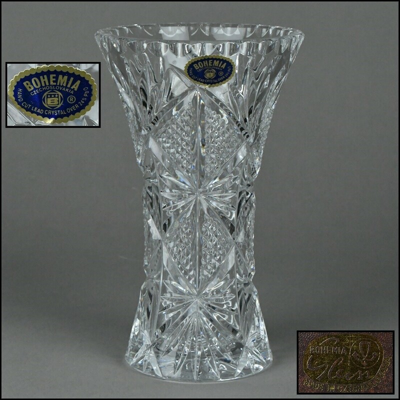 ボヘミア【BOHEMIA】 クリスタルガラス フラワーベース 花瓶 CRYSTAL ボヘミアガラス 箱付