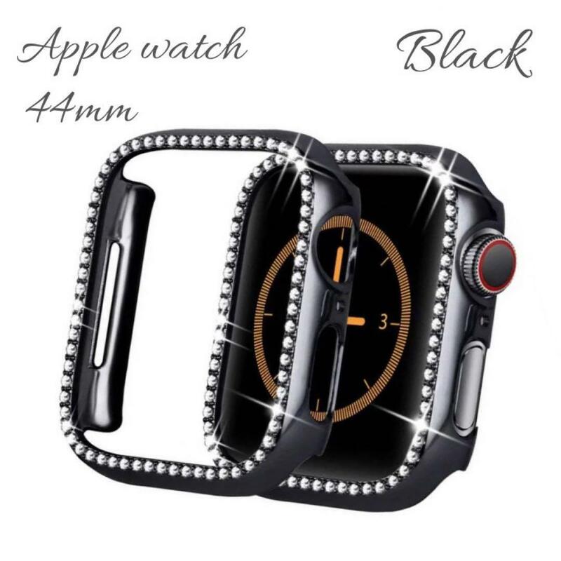 黒　44㎜　ケース　韓国　アップルウォッチ　キラキラ　Apple Watch カバー　ブラック　ジルコニア　送料無料　人気　かっこいい