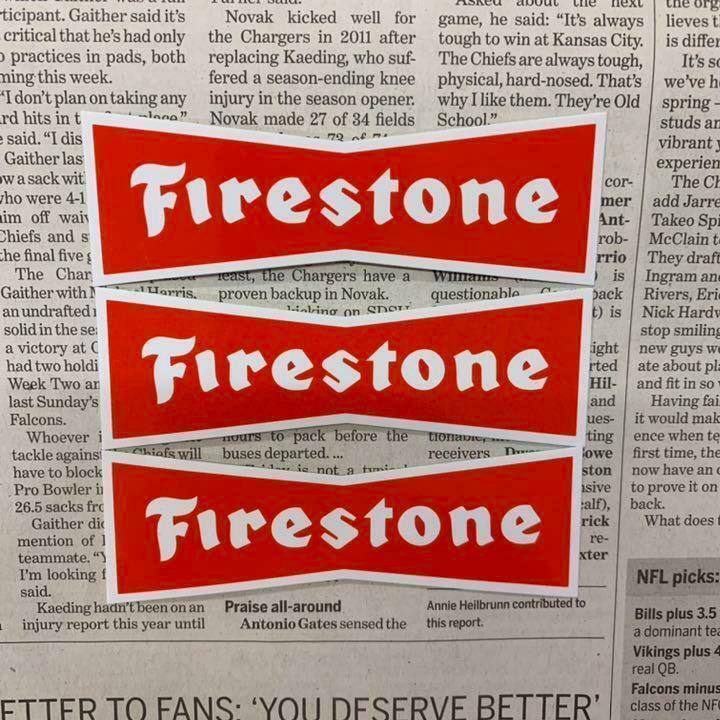 ステッカー 3枚 セット / Firestone ファイアストン シール ビニール アメリカン雑貨 USA ロゴマーク USA 車 バイク ブリヂストンタイヤ