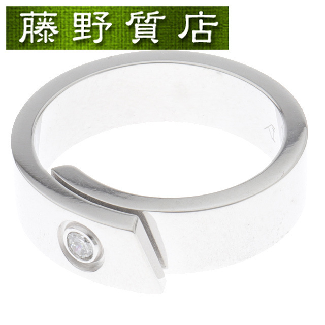 （美品）カルティエ CARTIER アニバーサリー ダイヤリング 1PD K18 WG × ダイヤ ＃52 12号 指輪 証明書 箱 8619　