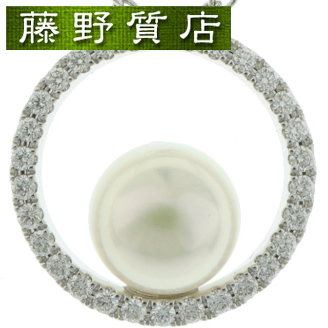 （美品）ミキモト MIKIMOTO サークル パール ダイヤ ネックレス K18 WG ホワイトゴールド × ダイヤ × パール PYP-5501U 8916
