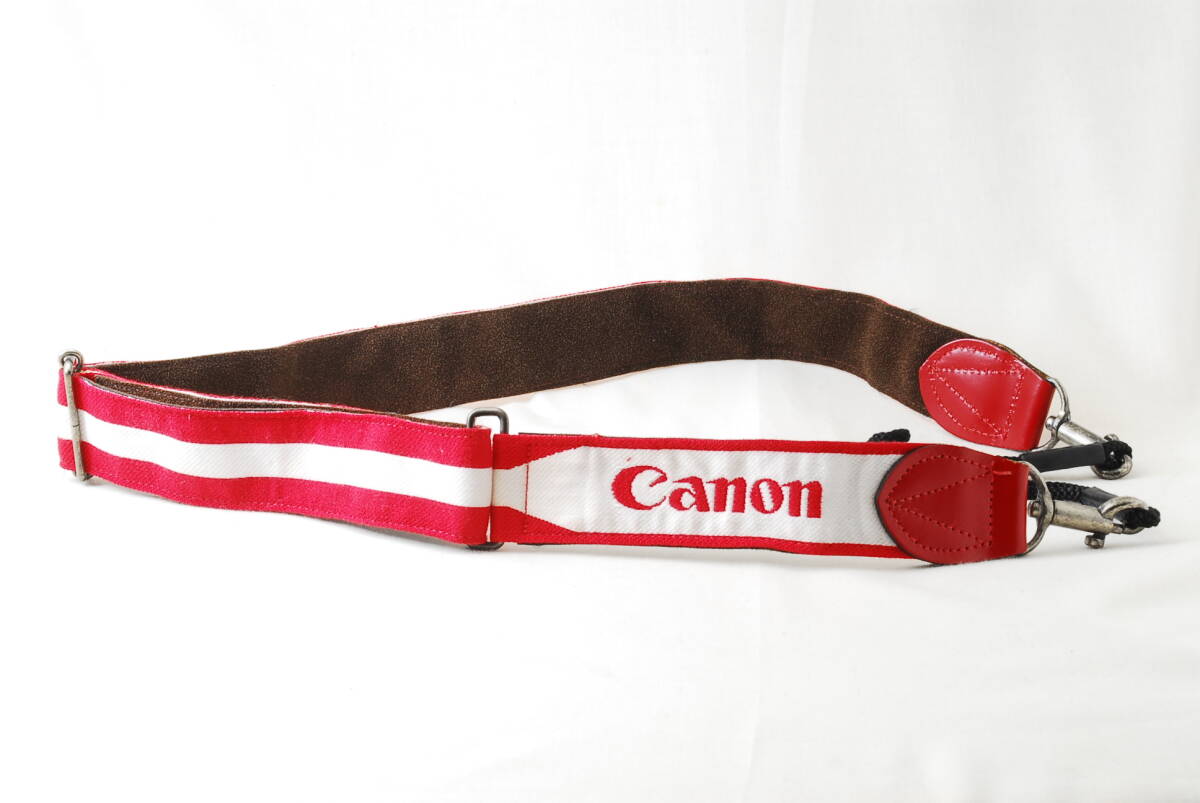 ☆レア☆Canon キヤノン 紅白 赤色×白色 カメラ ストラップ アジャスター フック式 Camera Strap CPS プロ 裏地茶色 貴重☆