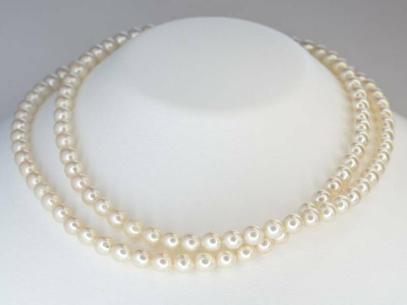 ◆585 田崎真珠祭り！！TASAKI　照り良質天然アコヤ本真珠2連ネックレス