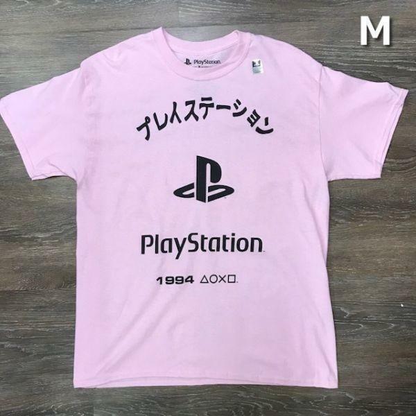 売切り【正規新品】PlayStation オフィシャル Tシャツ ファミリーマーク シェイプス ゲーム 半袖【M】ピンク 新品 アメリカ買い付け 180720