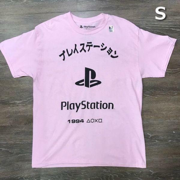 売切り【正規新品】PlayStation オフィシャル Tシャツ ファミリーマーク シェイプス ゲーム 半袖【S】ピンク 新品 アメリカ買い付け 180720