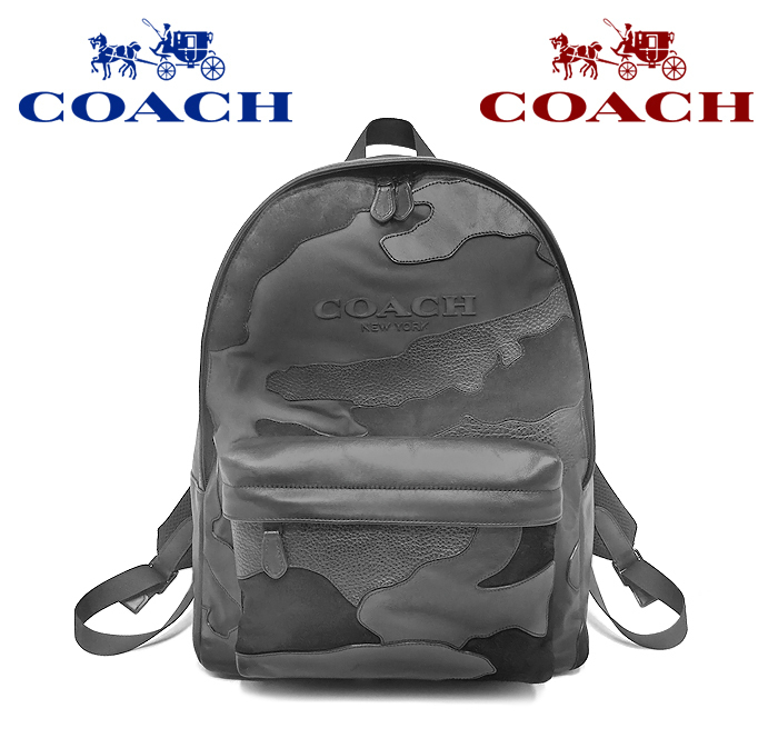 【送料無料】 コーチ COACH リュック バックパック バッグ 鞄 カモフラ 迷彩 レザー ナイロン ブラック メンズ レディース 大容量 柔らかい