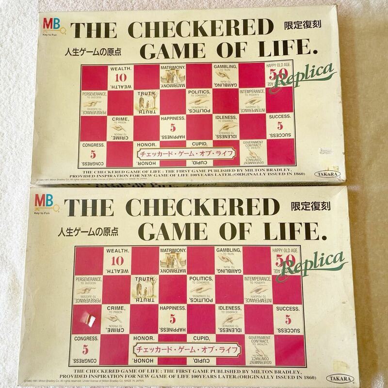 タカラ人生ゲームの原点TheCheckerdGameOfLife1993限定復刻チェカードゲームオブライフMADE IN JAPAN2箱セット未使用完品