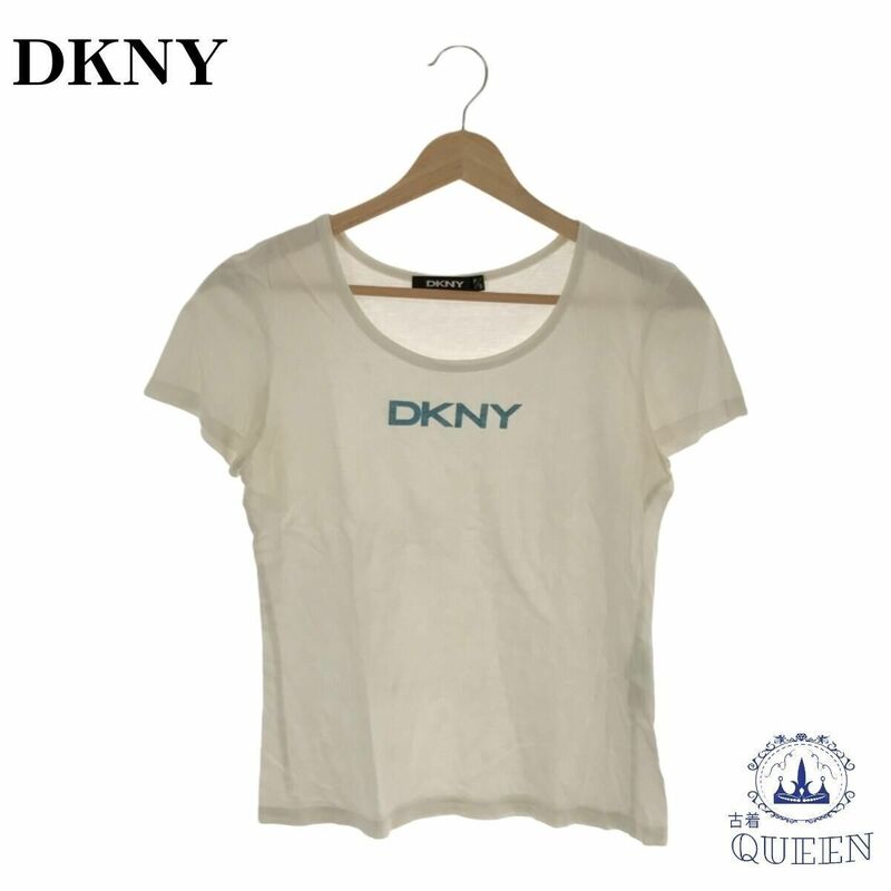 【訳アリ】 DKNY ディーケーエヌワイ トップス Tシャツ 半袖 プリント カジュアル レディース ホワイト P/S 901-3552 送料無料 古着