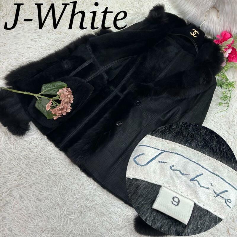 J-white ジェイホワイト レディース Mサイズ ファーコート レザー