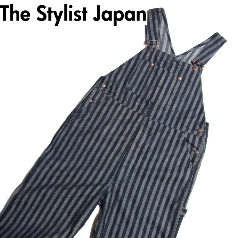 The Stylist Japan スタイリストジャパン ネップ デニム ストライプ オーバーオール S インディゴ